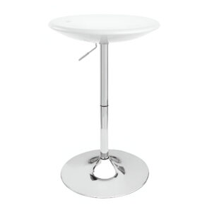 White Adjustable Bar Table with Steel Base
