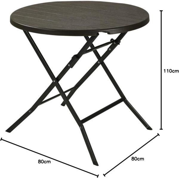 80cm Round Wood-Style Folding Table