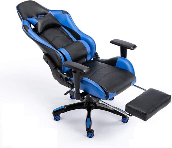 Blue Racing Gaming Chair with Footrest