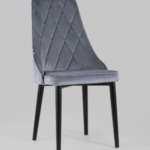 Grey Velvet Dining Chair with Black Legs for Modern Spaces
