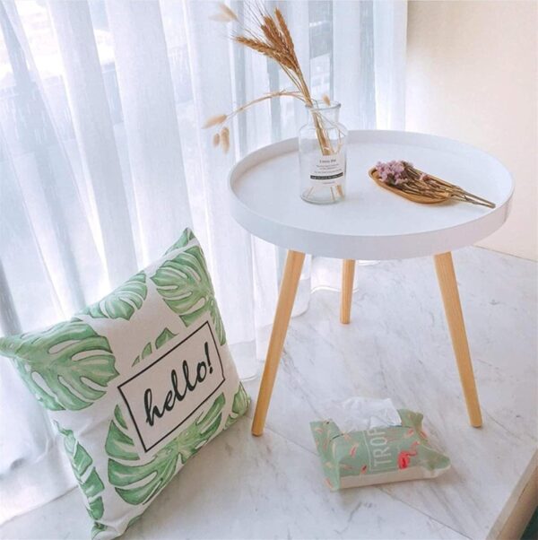 Blue Coffee Table with Solid Wood Legs
