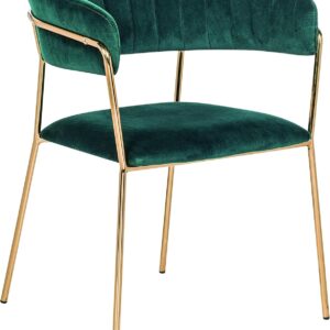 Green Velvet Dining Chair with Metal Legs