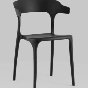 Black Stackable Plastic Dining Chair for Indoor or Outdoor Use