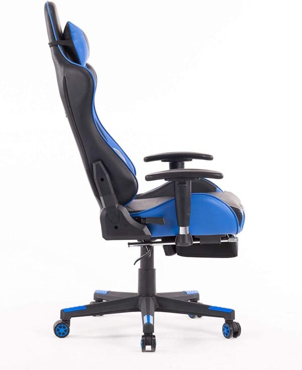 Blue Racing Gaming Chair with Footrest