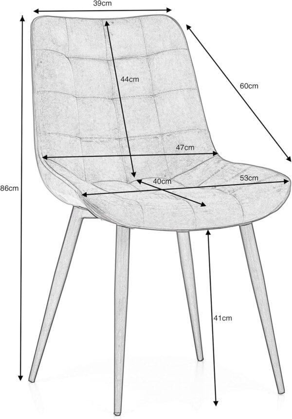 Grey Velvet Upholstered Dining Chair with Black Metal Legs