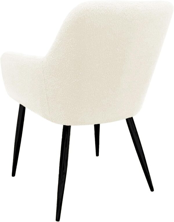 White Lamb Wool Chair with Black Legs and Armrests